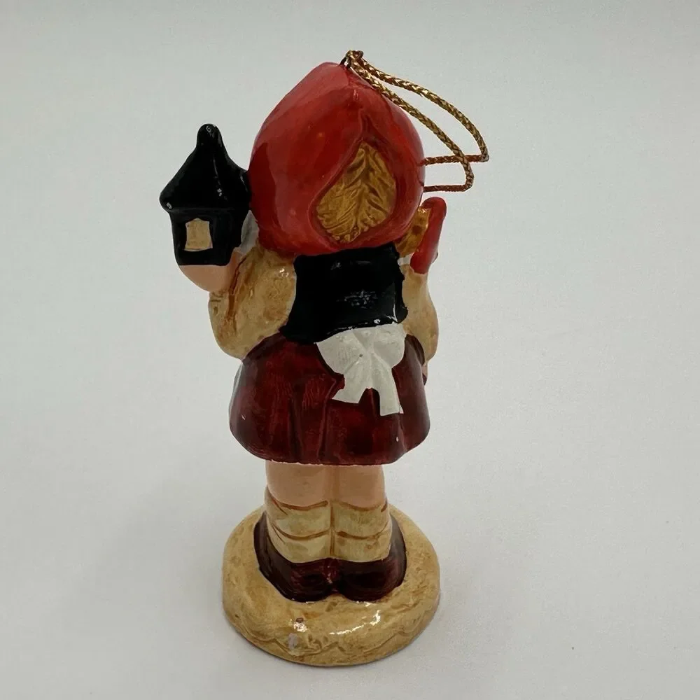 Enesco Ceramic Christmas Tree Ornament Girl Holding Lantern Vintage Retro VTG